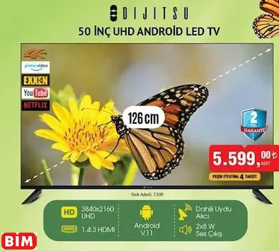 DİJİTSU 50 İNÇ UHD ANDROİD LED TV/TELEVİZYON